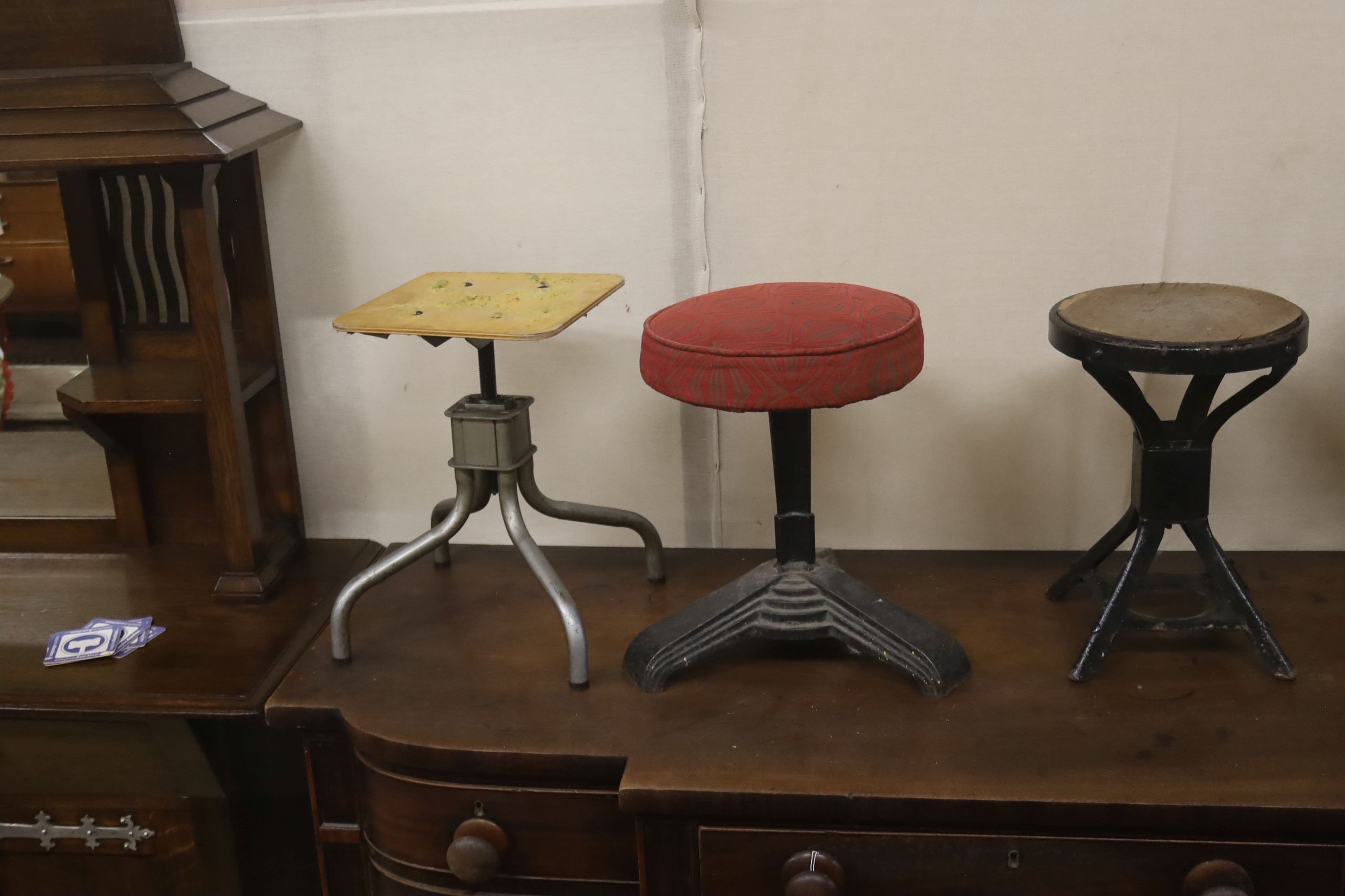 Four industrial style stools